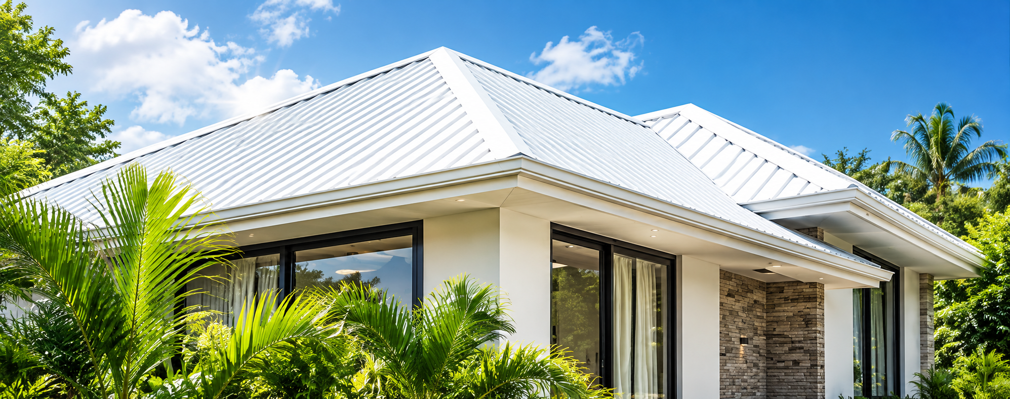 Modern villa roof coated with Ecopro Coat heat-reflective roofing